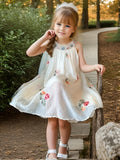 Charming Girls Sleeveless Tulle Dress - Summer Floral, Breathable Cotton, Perfect for Parties & Everyday Fun