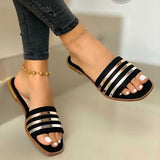 kamames kamames Female Summer 2023 New Soft Bottom Flat Roman Fairy Wind Beach Shoes Summer Plus Size Women's Shoes 35-43