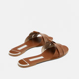 kamames Brand ZARZ Transparent Flat Slippers For Women 2022 Summer New Leather Cross Decoration Women's Sandals Woman Shoes Plus Size 41