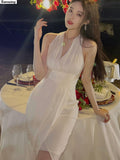 kamames Women Fashion Elegant Evening Party White Dress Female Fashion Prom Wedding ClothingVestidos Clothes