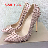 kamames 12cm high heeled shoes women brand fashion pointed toe rivet shoes women exquisite ladies party shoes MD008 ROVICIYA