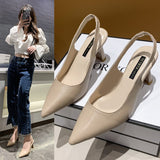 kamames kamames Spring And Summer New Pointed High-Heeled Shoes With Thin Heels And Single Shoes With A Shallow Mouth Behind Baotou Sandals