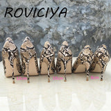 kamames Snake Print 12cm Extreme High Heel Pointed Toe Women Pumps Valentine Stiletto Woman Shoes Party Evening YG027 ROVICIYA