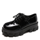 kamames Leather Shoes Female Spring And Autumn Round Head 2024 New British Style Thick Primer Black Retro Dress Jk Shoes