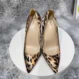 kamames Women New Leopard Patent Leather Pumps Pointed Toe 12cm Stiletto Ultra High Heel Sexy Ladies Party Shoes QP163 ROVICIYA