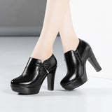 kamames Head, Thick Heels, Deep Mouth Single Shoes Women 2023 Autumn And Winter Thick-Soled Waterproof Platform Plush Thickened Models Catwalk High Heels Women