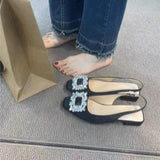 kamames kamames Sandals Female Thick Heel 2023 Summer New Square Buckle Diamond Fairy Wind French Square Head After Empty Lazy Single Shoe Women