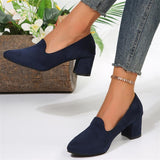 kamames kamames Size Suede High Heels Autumn 2023 New Women's Shoes Thick Heel Shallow Fashion Shoes Professional Shoes Temperament Single Shoes Women