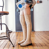 kamames High Flat Boots Women Over the Knee Boots comfy Autumn Winter Faux Suede Zipper Boots Fashion Shoes Woman 2018 Black