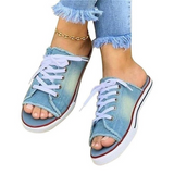 kamames Denim Canvas Casual Shoes Flat Ladies Slippers Womens Closed Toe Sandals Roman Sandals Platform Loafers Zapatos De Mujer