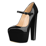 kamames Onlymaker Women Mary Jane Platform Pumps Ankle Strap Thick 15~16cm Round Heel High Heels Dress Buckle Shoes Large Size US5~US15