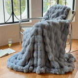 1pc Luxurious Faux Rabbit Fur Blanket - Soft, Warm, and Cozy for All Seasons - Perfect for Bedroom, Office, Camping, Travel, and Home Decoration