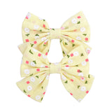 2022 Lovely Baby Girls Print Flower Bohemian Style Bow BB Hair Clips Headwear Children Cute Cotton Hairpins Hair Accessories