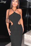 kamames Sexy Summer Vacation Outfits Knitted Halter Maxi Dresses for Women 2023 Elegant Dress Sets Holiday Beach Sundresses