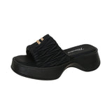 kamames kamames Shoe Female 2023 Summer New Small Fragrant Wind Fashion One-Word Drag Fold Recreational Platform Slippers