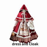 kamames Christmas Lolita Dress Kawaii Women New Year 2024 Sweet Lace Ruffle Patchwork Puff Long Sleeve Red Princess Plaid