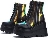 kamames Winter New High Heels Female Dazzling Slope Heel Side Zipper Boots Children's Large Size Women's Shoes