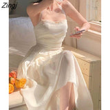 Zingj Fairy Vintage Dress Female Sexy Sweet Sleeveless Elegant Corset Dress Korean Beach Evening Party Dresses for Women 2023 703-1