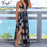 kamames backless slip vintage print maxi corset summer dress evening prom long dresses for women 2022 party beach casual boho dress