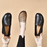 kamames kamames Shoes Girls 2024 Spring And Summer Retro National Style Punched Single Shoes Embroidered Flat Shoes Hollowed-Out Leather Shoes Are Solid