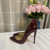 kamames Claret 12cm High Heels Shoes Woman Pumps 10cm Tacones Pointed Toe Stilettos Sexy Wedding Party Shoes QKOU006 ROVICIYA