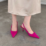 kamames 2024 New Pointed And Stiletto Single Shoes, Empty Baotou Sandals, High-Heeled Shoes, Green Women's Shoes.
