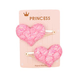 2Pcs/set Glitter Cartoon Cartoon Love Heart Crown Hair Clips For Girls Handmade Hairpins Boutique Barrette Kids Hair Accessories