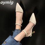 kamames thin Baotou sandals 2022 summer new pearl white pointed toe stiletto women's shoes high heel sandals designer sandals
