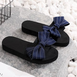 2020 Women Summer Stripe Beach Sandals Slipper Indoor Outdoor Flip-flops Beach Shoes Fashion Female Casual Bow Slippers