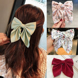 Polka Dot Floral Print Hair Clips Girls Daisy Bow Hairpin Pastoral Retro Style Barrettes Big Bowknot Hairpin Hair Accessories