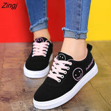 kamames Women Canvas Shoes Summer/Autumn Flats Women Canvas Shoes Classic Lace Up Smiley Face Walking Fashion Women Sneakers