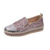 kamames Size 2023 Spring And Autumn New Muffin Thick Sole Single Shoes Women's Fashion Water Diamond Dazzling Color Round Head Leisure Shoes