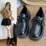 kamames kamames Head Small Leather Shoes Female College Wind Jk Uniform Shoes A Word Button Soft Sister Mary Jane Single Shoes Black Loafers