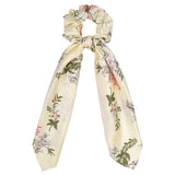 Korean Bow Long Ribbon Hair Scrunchie Chiffon Floral Print Sweet Elastic Hair Band Ponytail Hair Scarf Hair Tie Hair Accessories
