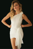 kamames Drape One Shoulder Mesh Mini Dress - White