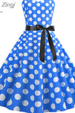 kamames Women Summer Polka Dot Print Party Robe Femme Black Retro Vintage Swing Prom Rockabilly Midi Dresses vestidos