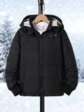 Boys Trendy Solid Color Warm Hooded Jacket, Zip Up Coat, Boy's Clothes For Winter Outdoor, As Gift