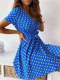 Zingj Sleeve Women Summer Dress Beach Sexy V Neck Mini Party Dress Ladies Polka Dot Vintage Sundress 2023 Robe Femme