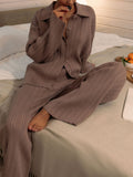 kamames kamames 2024 Ins New Pit Strip Sweater Cardigan Wide-Leg Pants Two-Piece Set