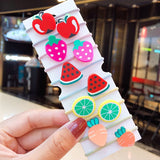 10PCS/Set New Girls Cute Cartoon Fruits Elastic Hair Bands Kids Ponytail Holder Scrunchie Rubber Band Fashion Hair Accessories