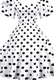 kamames Women Summer Dress Butterfly Sleeve Swing Vintage Dresses Robe Femme Elegant Green Polka Dot Party Sundress Jurken