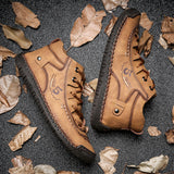 kamames kamames New Velvet Men's Shoes, High-Top Outdoor Men's Casual Shoes, Large Size Fine Belt Leather Shoes, Handmade Father Shoes