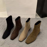 kamames kamames Heel Suede Korean Small Ankle Boots Female Shoes 2024 New Autumn And Winter Versatile Add Velvet Thin Boots Foreign Style Short Boots