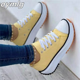 kamames Spring and Autumn New Canvas Shoes Lace Up Thick Bottom Large Size Muffin Bottom Low Top Comfortable Casual Shoes