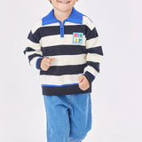 Marcolor Boys Striped Knit Pullover Sweater, Long Sleeve Half Zipper Top, Casual Fall/Winter Jumper