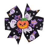 3.4 inchs Halloween Decoration Grosgrain Ribbon Hair Bows For Baby Girls Ghost Pumpkin Pinwheel Hair Clips Hair Accessories