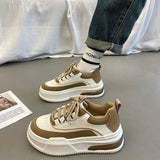 kamames kamames Autumn / Winter New Shoes Women's Niche Design Round Head Single Shoes With Color Thick Sole Increased Casual Sports Board Shoes