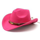 Zingj Women Vintage Cowboy Fluffy Hat with Rhinestone Ladies Girls Cowgirl Glitter Hat Cap Headwear for Fancy Dress Cosplay Costume