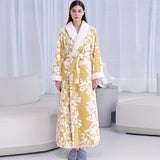 1pc Thickened Long Sleeve Bathrobe - Soft, Plush, and Cozy Unisex Loungewear for Him and Her - Perfect for Couples Relaxation Time with Delicate Flower Pattern, Ideal for Home Use, Essential Bathroom Supplies