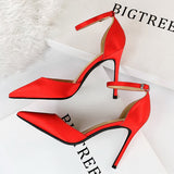 BIGTREE Shoes Green Blue Women Pumps Fashion Women Office Shoes Sexy High Heels Silk Stiletto Heels Women Sandals Plus Size 43